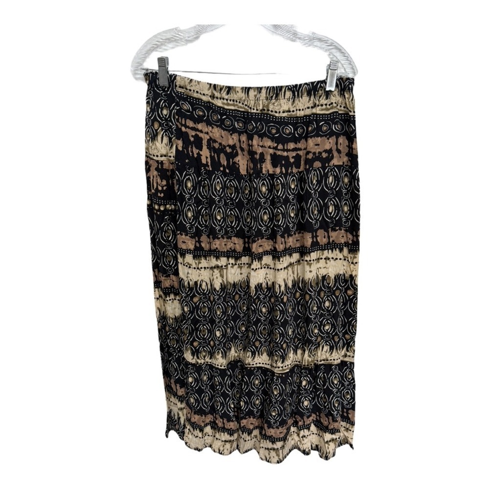 Bohemian Brown Tan Boho Midi Length Petite Large Elastic Waist Festival